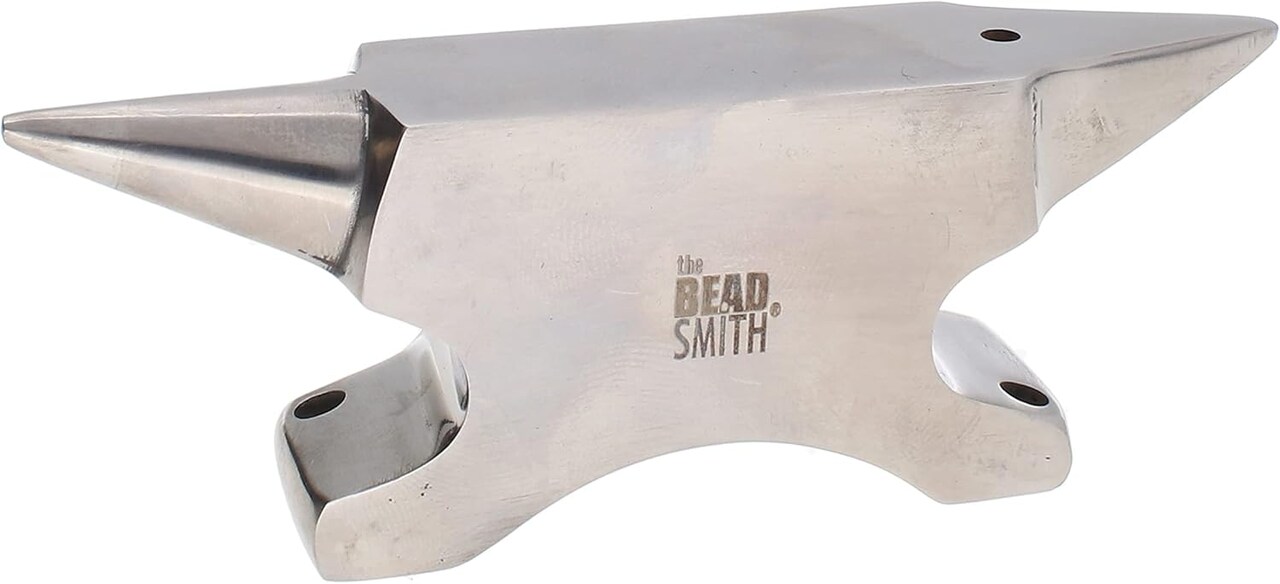 The Beadsmith Dual-Ended Horn Anvil – Mini Size 2.5 x 1 x 1.5 inches – 118mm Tip to Tip – 13.11oz/0.82lbs – Made of Solid Stainless Steel – Flat Horn and Rounded Horn – Use for Hardening Wire Designs
